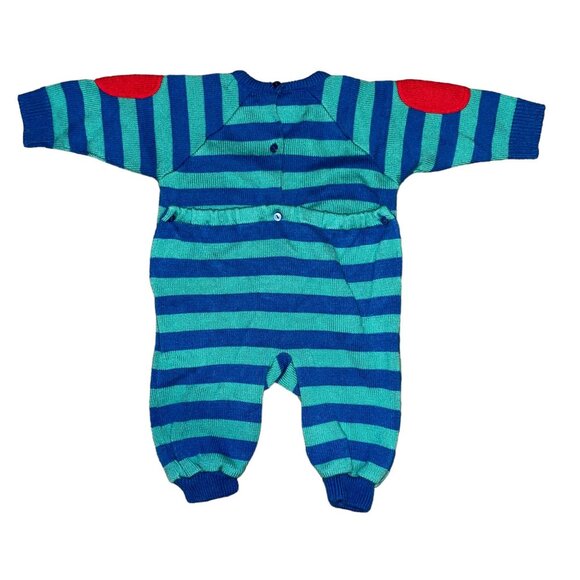 Vintage Rare City Kids Airplane Sweater Romper Baby Boys 12 Months Striped Blue - Picture 5 of 9